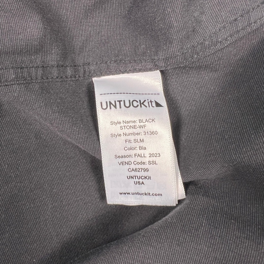 UNTUCKit Wrinkle Free Solid Black Slim Fit Button Down Shirt Long Sleeve XXL - Picture 5 of 7